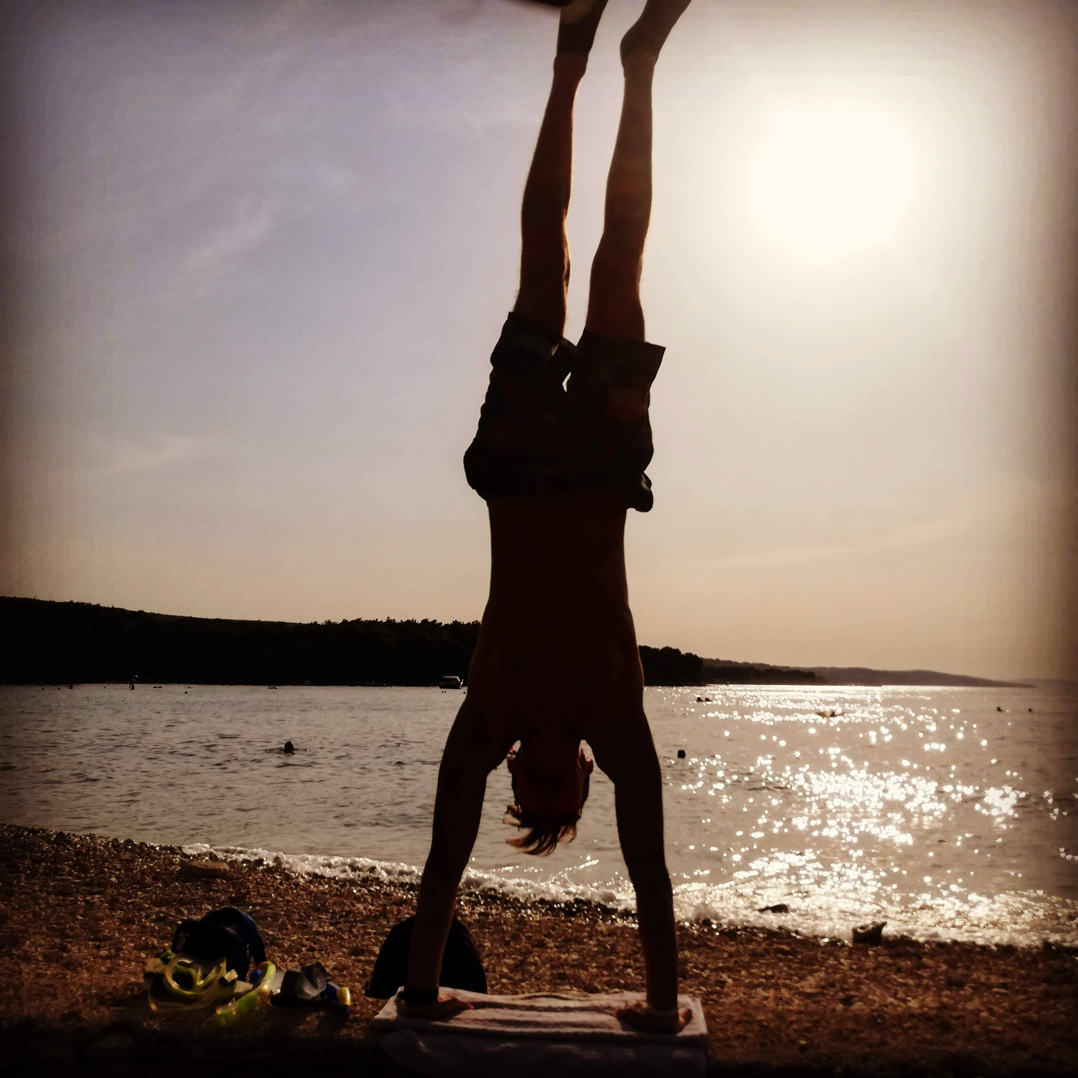 Author doing a handstand